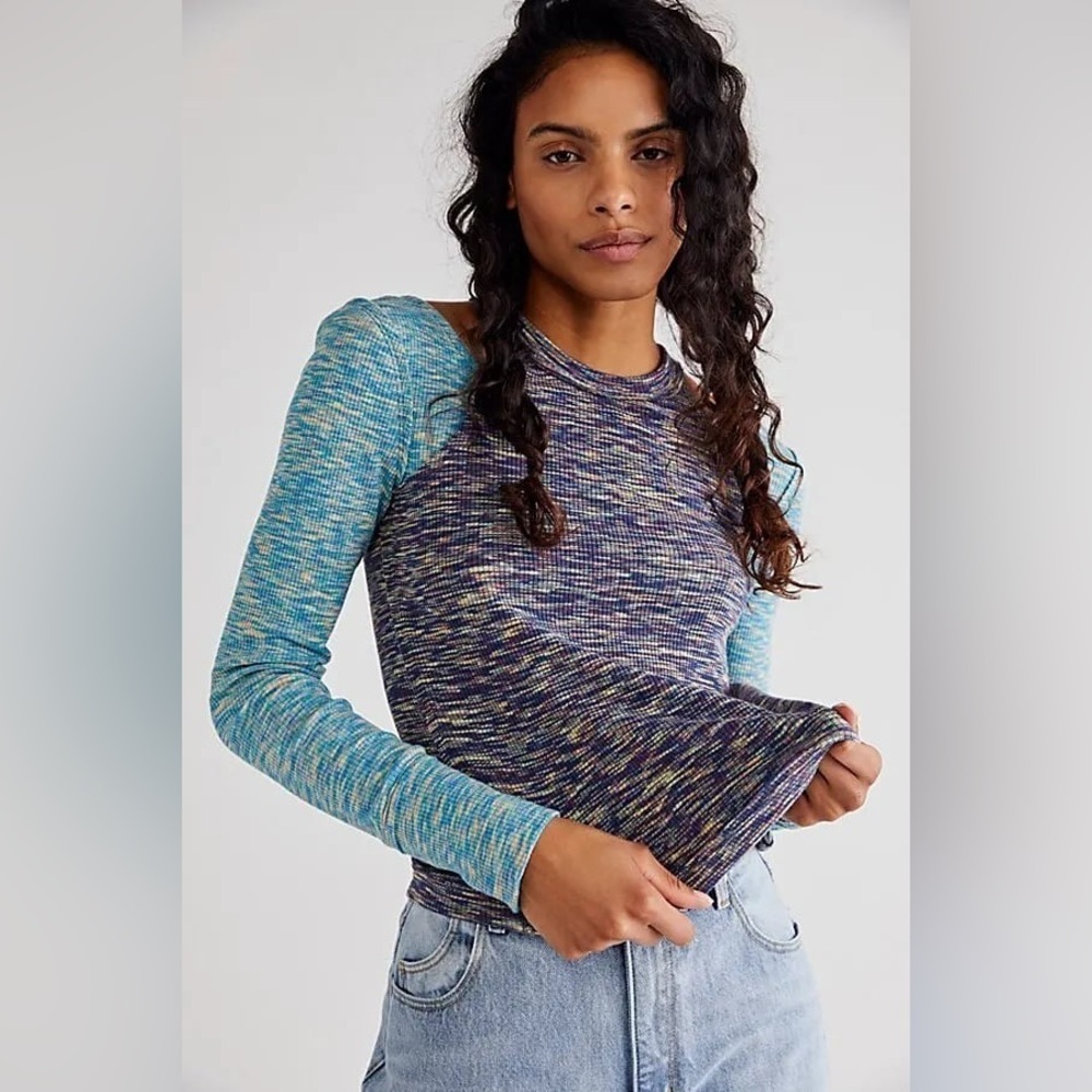 Free People We The Free Out Of Control Top - Combo Blue/Purple - Medium - NWT